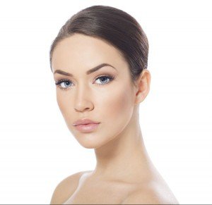 lip augmentation patient model with dark brown hair
