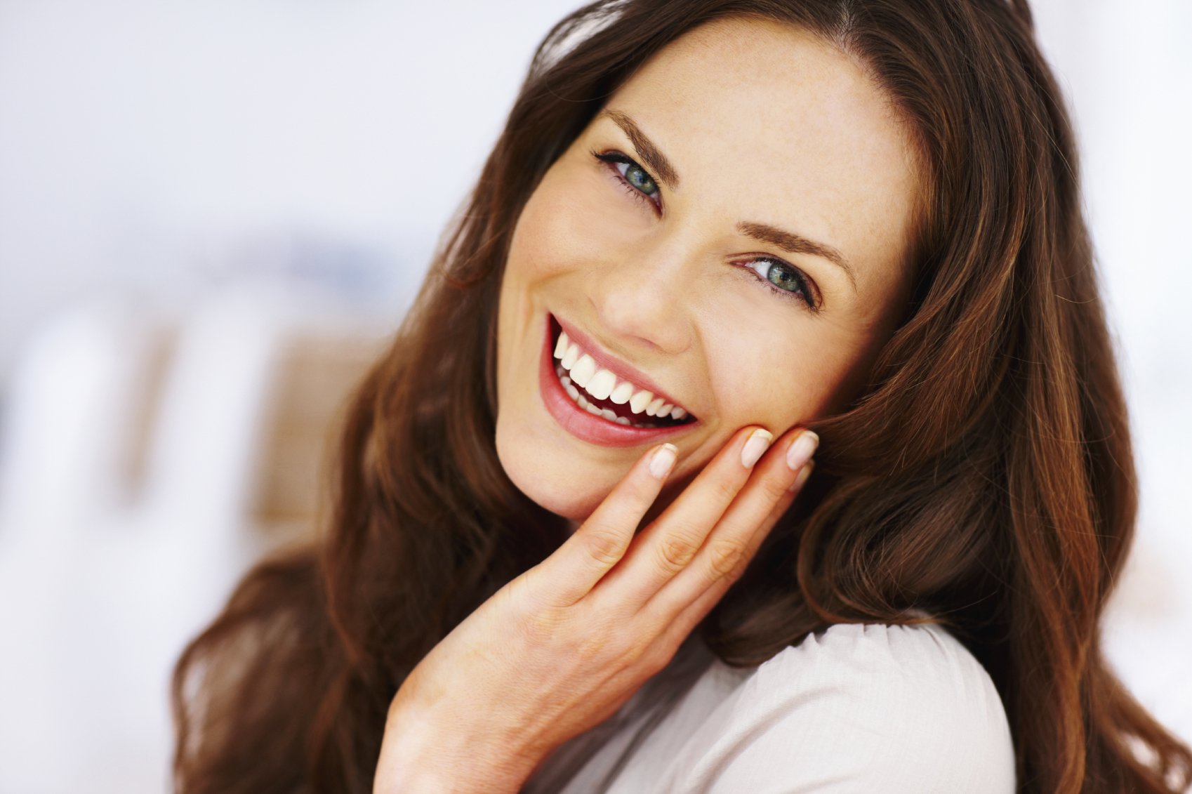 Woman smiling with black hair